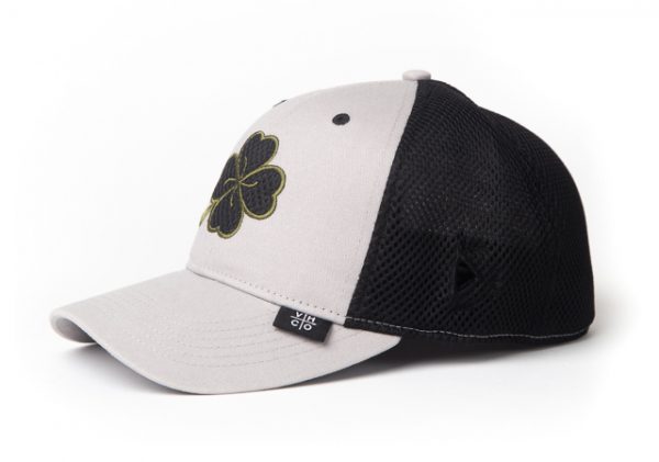 Mesh Black Hat with White Front (Black Clover Emblem) - Side of Hat
